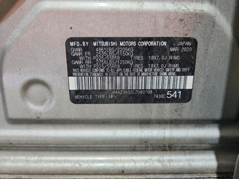 Aukcja sprzedaży 2020 Mitsubishi Outlander, vin: JA4AZ3A32LZ040708, numer aukcji: 59217216
