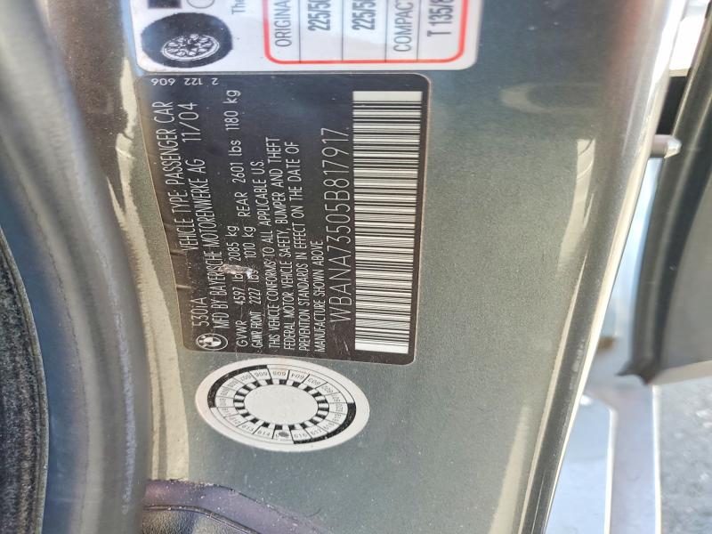 Продаж на аукціоні авто 2005 Bmw 530, vin: WBANA73505B817917, номер лоту: 60524426