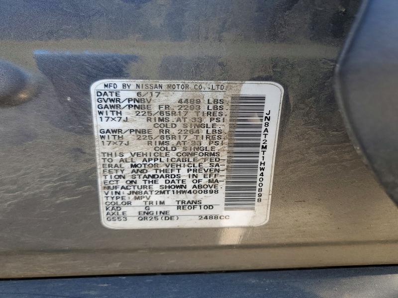 Продажа на аукционе авто 2017 Nissan Rogue, vin: JN8AT2MT1HW400898, номер лота: 57891046