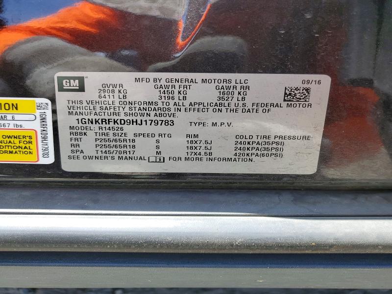 Продаж на аукціоні авто 2017 Chevrolet Traverse, vin: 1GNKRFKD9HJ179783, номер лоту: 59345506