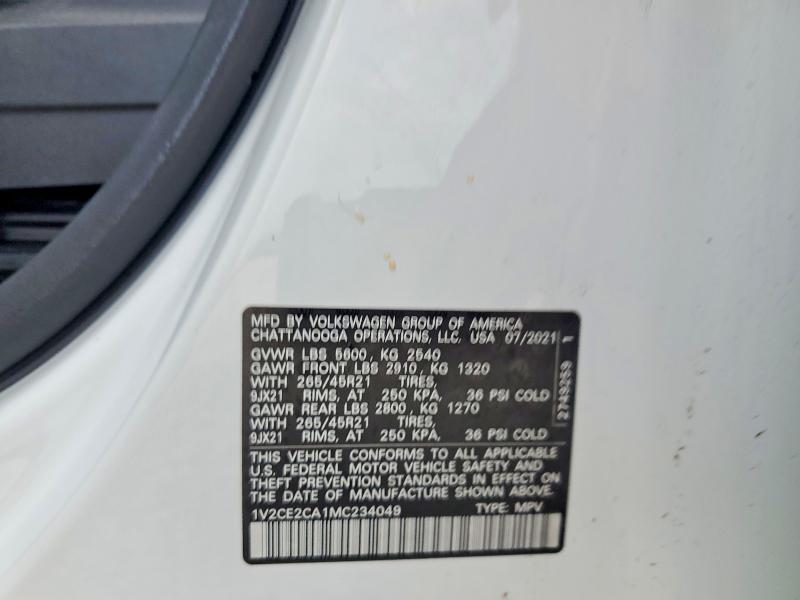 Продаж на аукціоні авто 2021 Volkswagen Atlas Cross Sport, vin: 1V2CE2CA1MC234049, номер лоту: 60929546