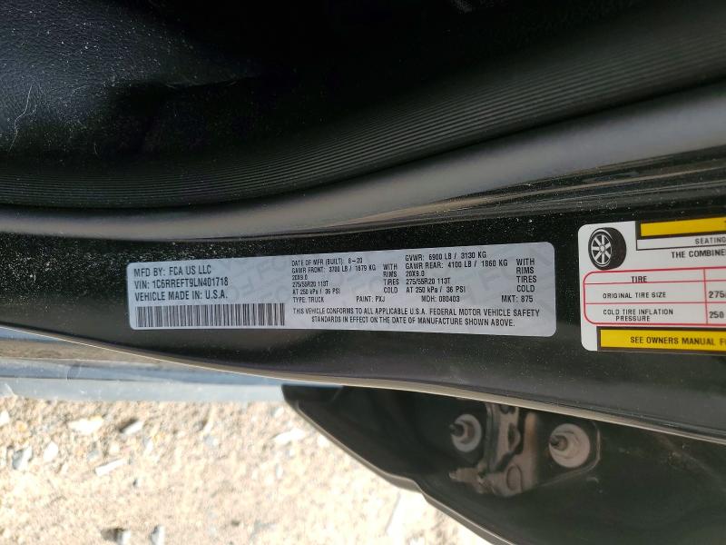 60207566 :رقم المزاد ، 1C6RREFT9LN401718 vin ، 2020 Ram 1500 مزاد بيع