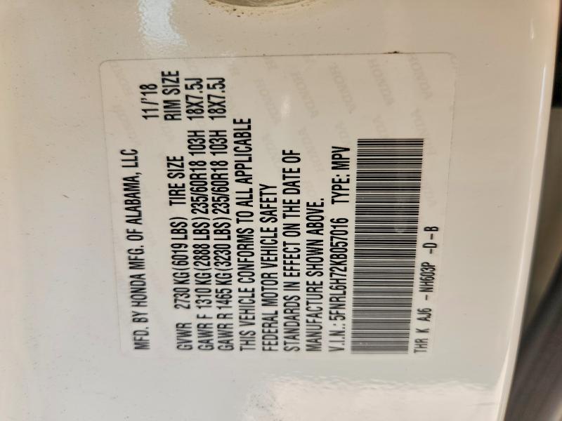 Aukcja sprzedaży 2019 Honda Odyssey, vin: 5FNRL6H72KB057016, numer aukcji: 59219276
