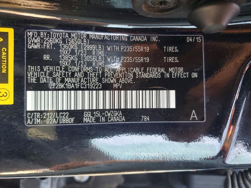 Aukcja sprzedaży 2015 Lexus Rx 350, vin: 2T2BK1BA1FC319223, numer aukcji: 61792676