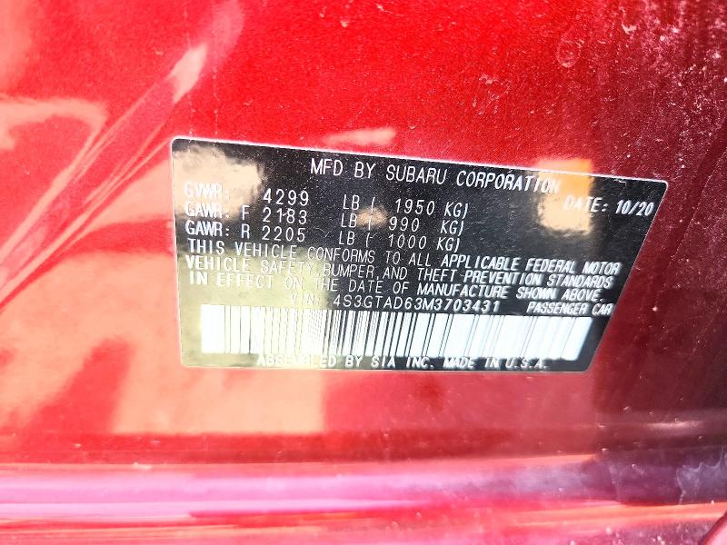 Продажа на аукционе авто 2021 Subaru Impreza, vin: 4S3GTAD63M3703431, номер лота: 60448076