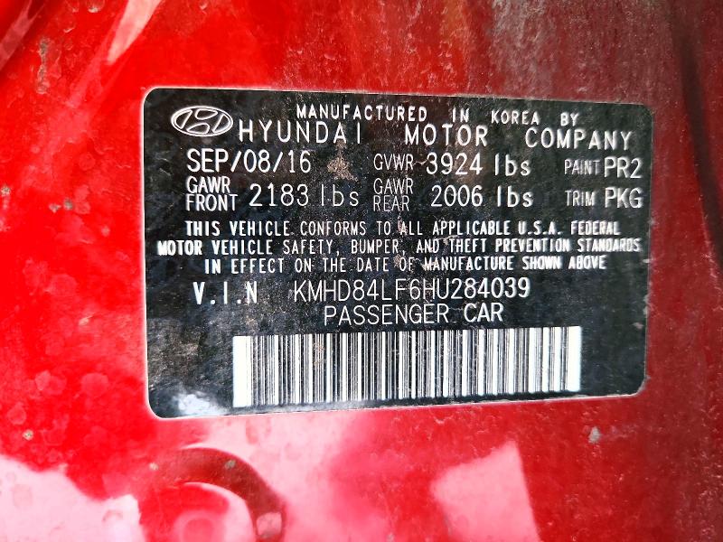 Aukcja sprzedaży 2017 Hyundai Elantra, vin: KMHD84LF6HU284039, numer aukcji: 63196366