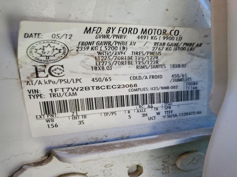 Aukcja sprzedaży 2012 Ford F250, vin: 1FT7W2BT8CEC23068, numer aukcji: 62757426