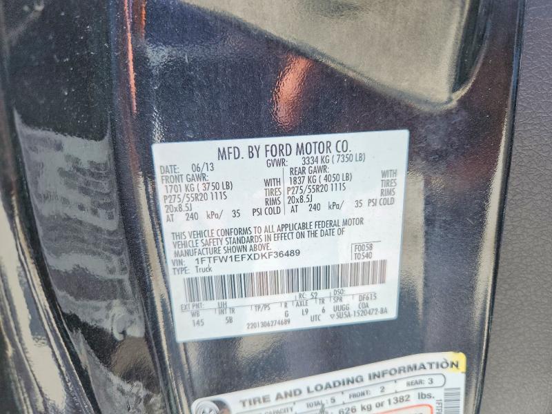 2013 Ford F150 მანქანა იყიდება აუქციონზე, vin: 1FTFW1EFXDKF36489, აუქციონის ნომერი: 59400966