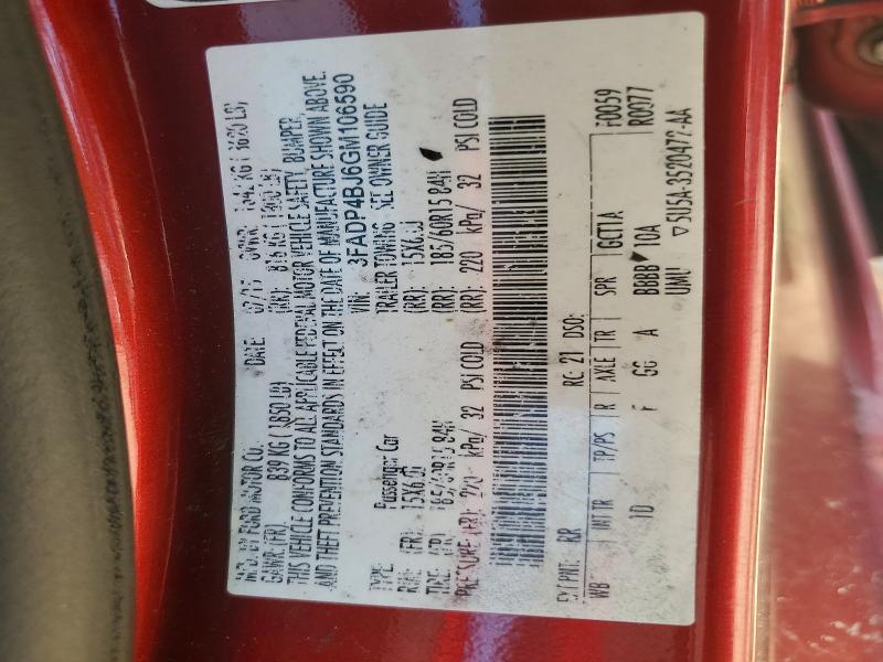2016 Ford Fiesta მანქანა იყიდება აუქციონზე, vin: 3FADP4BJ6GM106590, აუქციონის ნომერი: 60363046