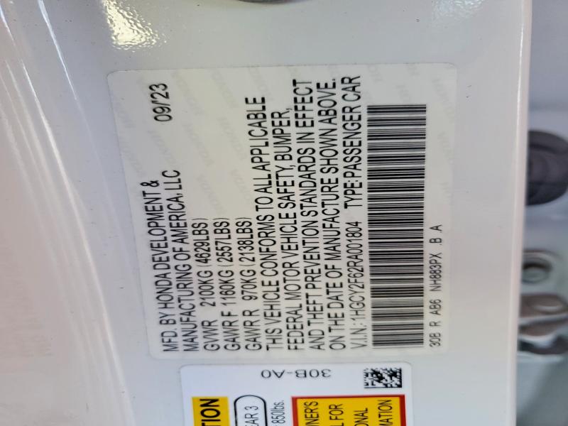 2024 Honda Accord მანქანა იყიდება აუქციონზე, vin: 1HGCY2F62RA001804, აუქციონის ნომერი: 63301516