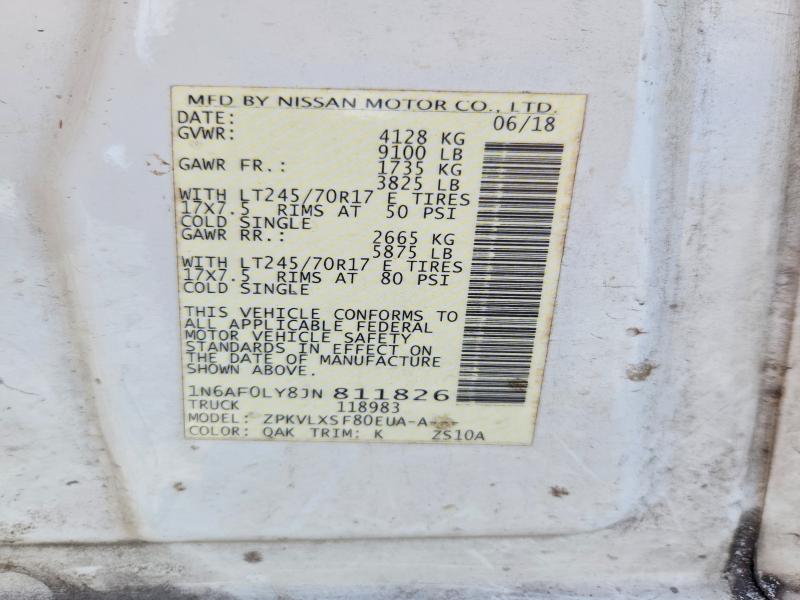 Aukcja sprzedaży 2018 Nissan Nv, vin: 1N6AF0LY8JN811826, numer aukcji: 60759926
