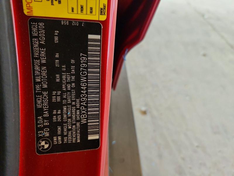 61989376 :رقم المزاد ، WBXPA93446WG79197 vin ، 2006 Bmw X3 مزاد بيع