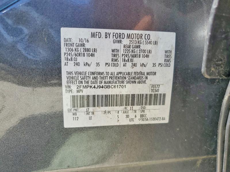 Aukcja sprzedaży 2016 Ford Edge, vin: 2FMPK4J94GBC61701, numer aukcji: 62604616