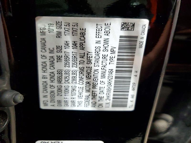Продажа на аукционе авто 2019 Honda Cr-v, vin: 2HKRW6H34KH231464, номер лота: 62066916