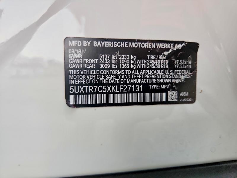 Продаж на аукціоні авто 2019 Bmw X3, vin: 5UXTR7C5XKLF27131, номер лоту: 60083486
