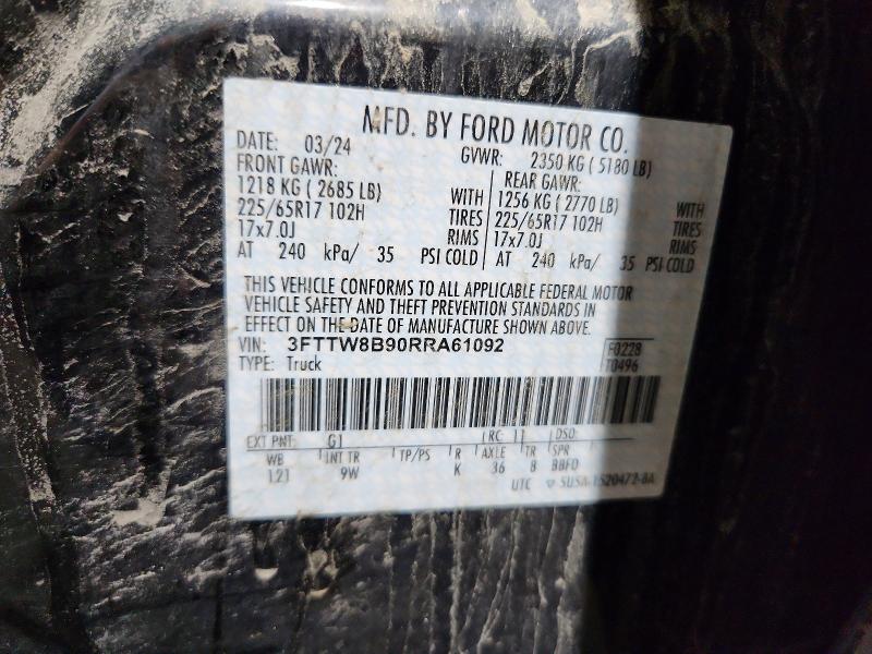 59150116 :رقم المزاد ، 3FTTW8B90RRA61092 vin ، 2024 Ford Maverick مزاد بيع