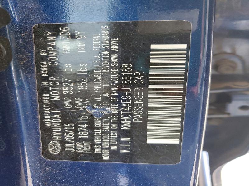 60516446 :رقم المزاد ، KMHCT4AE9HU186188 vin ، 2017 Hyundai Accent مزاد بيع