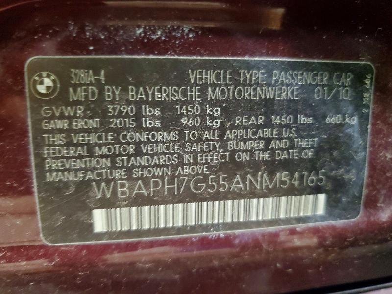 Продажа на аукционе авто 2010 Bmw 328, vin: WBAPH7G55ANM54165, номер лота: 62246296