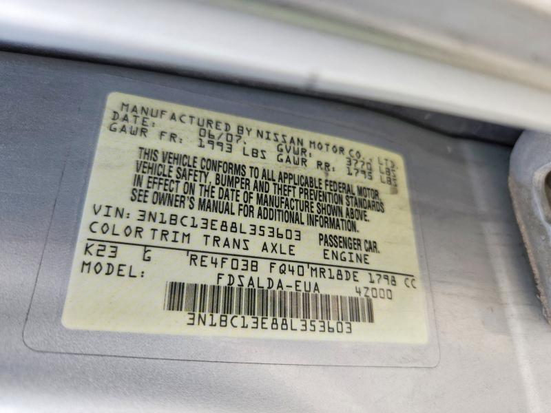 Продаж на аукціоні авто 2008 Nissan Versa, vin: 3N1BC13E88L353603, номер лоту: 60807266