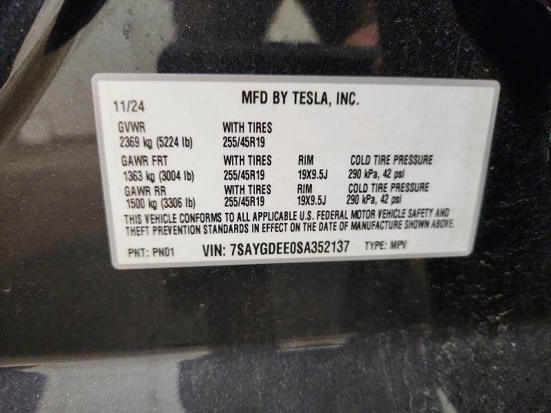 2025 Tesla Model Y მანქანა იყიდება აუქციონზე, vin: 7SAYGDEE0SA352137, აუქციონის ნომერი: 62664456