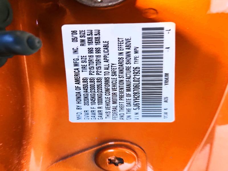 61608216 :رقم المزاد ، 5J6YH28706L021926 vin ، 2006 Honda Element مزاد بيع