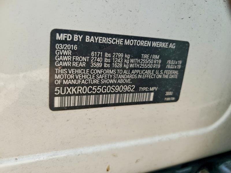2016 Bmw X5 მანქანა იყიდება აუქციონზე, vin: 5UXKR0C55G0S90962, აუქციონის ნომერი: 85622455