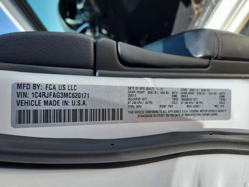 Aukcja sprzedaży 2021 Jeep Grand Cherokee, vin: 1C4RJFAG3MC620171, numer aukcji: 62541326