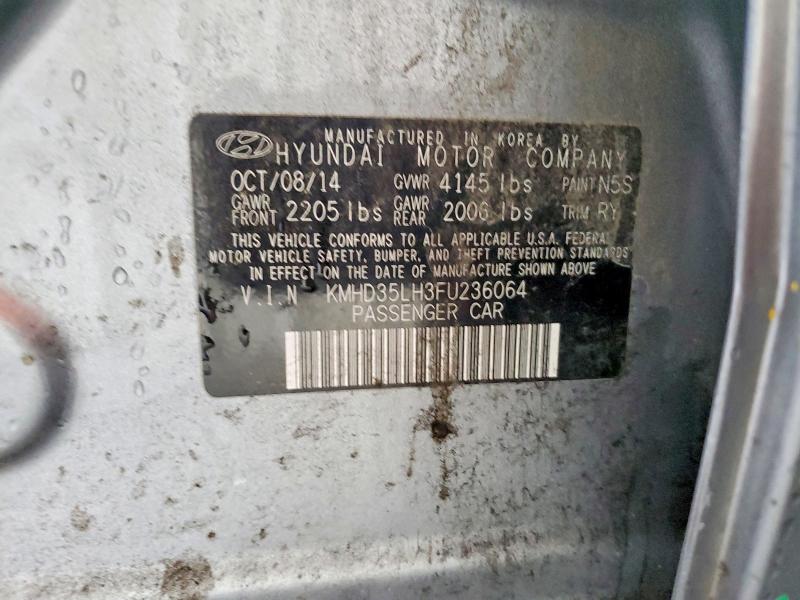 2015 Hyundai Elantra Gt მანქანა იყიდება აუქციონზე, vin: KMHD35LH3FU236064, აუქციონის ნომერი: 62481086