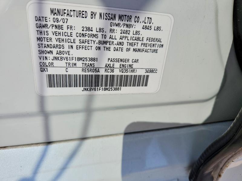 Продаж на аукціоні авто 2008 Infiniti G35, vin: JNKBV61F18M253881, номер лоту: 63384466