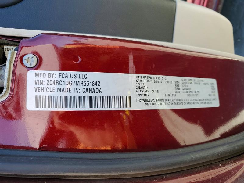 Продажа на аукционе авто 2021 Chrysler Voyager, vin: 2C4RC1DG7MR551842, номер лота: 55070346