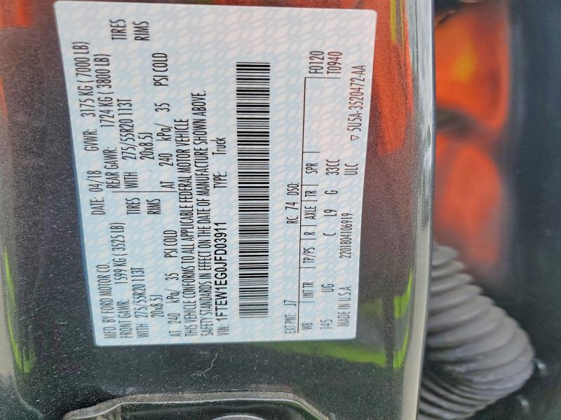 Aukcja sprzedaży 2018 Ford F150, vin: 1FTEW1EG0JFD03911, numer aukcji: 59673356