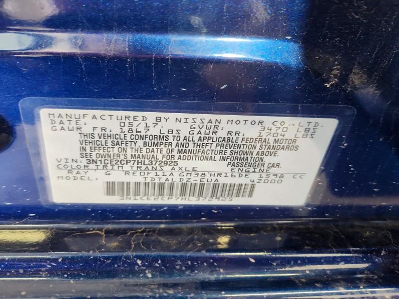 2017 Nissan Versa Note მანქანა იყიდება აუქციონზე, vin: 3N1CE2CP7HL372925, აუქციონის ნომერი: 62303816