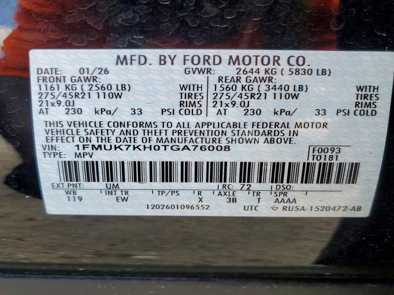 2026 Ford Explorer მანქანა იყიდება აუქციონზე, vin: 1FMUK7KH0TGA76008, აუქციონის ნომერი: 60167516
