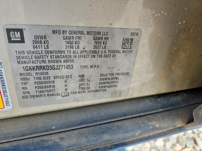 Aukcja sprzedaży 2016 Gmc Acadia, vin: 1GKKRRKD3GJ271453, numer aukcji: 60213596