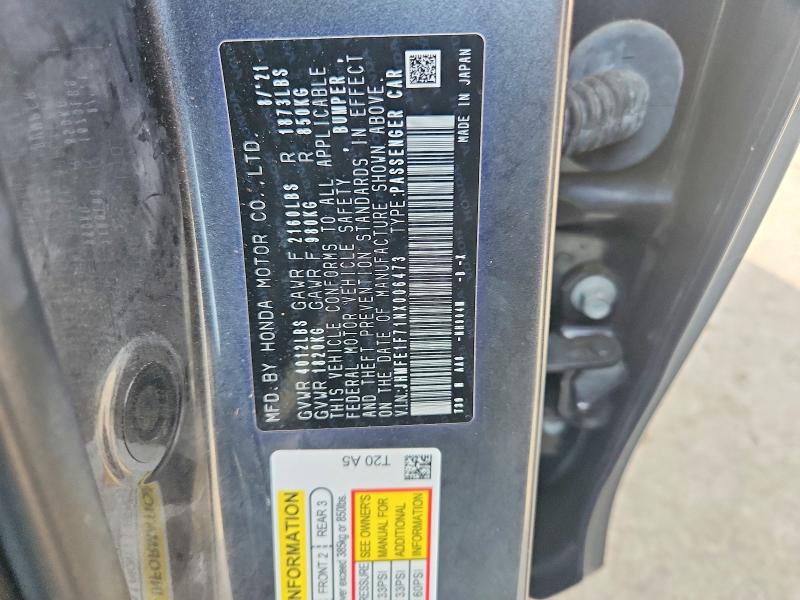 Продажа на аукционе авто 2022 Honda Civic, vin: JHMFE1F71NX006473, номер лота: 58982736