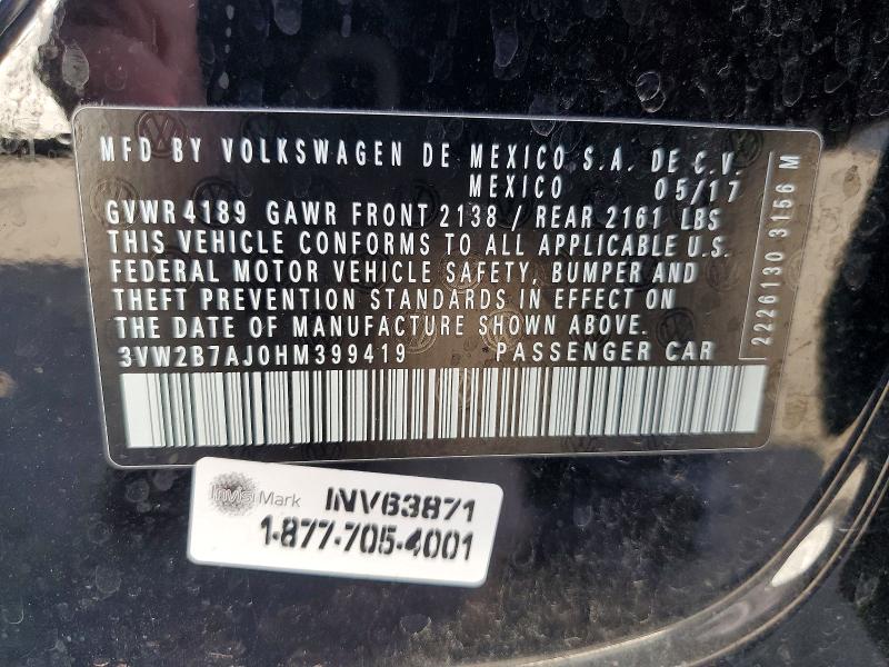 Продажа на аукционе авто 2017 Volkswagen Jetta, vin: 3VW2B7AJ0HM399419, номер лота: 62985146
