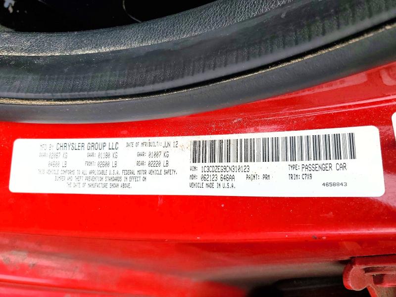 Продаж на аукціоні авто 2012 Dodge Avenger, vin: 1C3CDZEG9CN310123, номер лоту: 62353486
