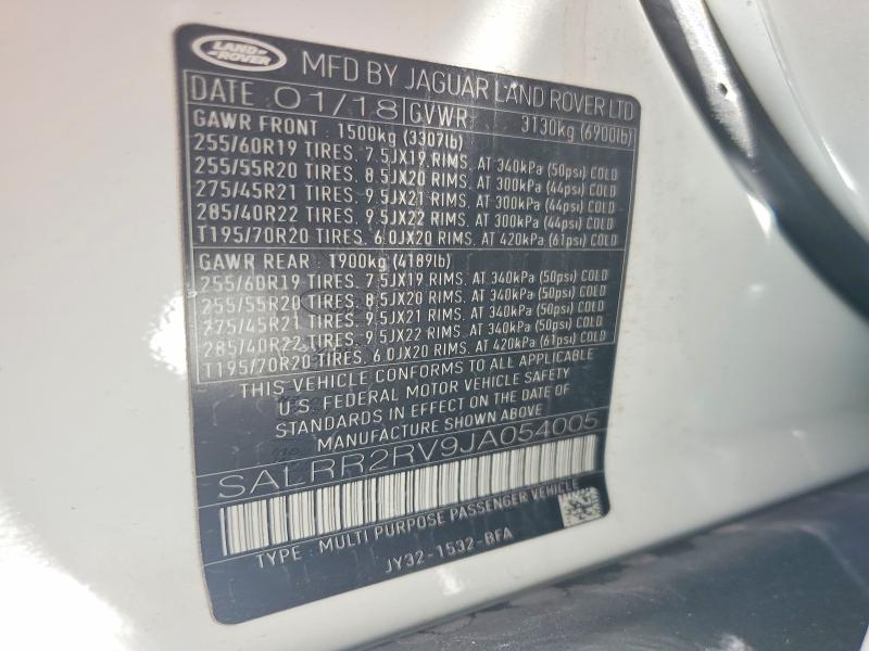 2018 Land Rover Discovery მანქანა იყიდება აუქციონზე, vin: SALRR2RV9JA054005, აუქციონის ნომერი: 61374966