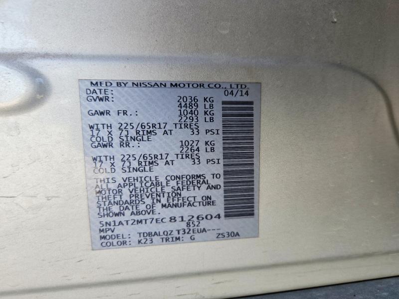 Aukcja sprzedaży 2014 Nissan Rogue, vin: 5N1AT2MT7EC812604, numer aukcji: 61841226