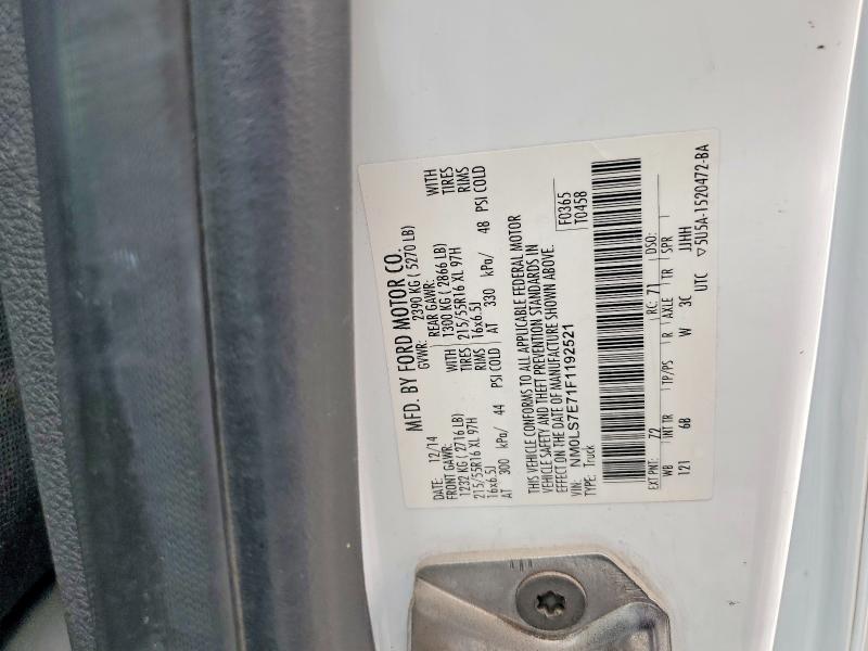 2015 Ford Transit Connect მანქანა იყიდება აუქციონზე, vin: NM0LS7E71F1192521, აუქციონის ნომერი: 61548326