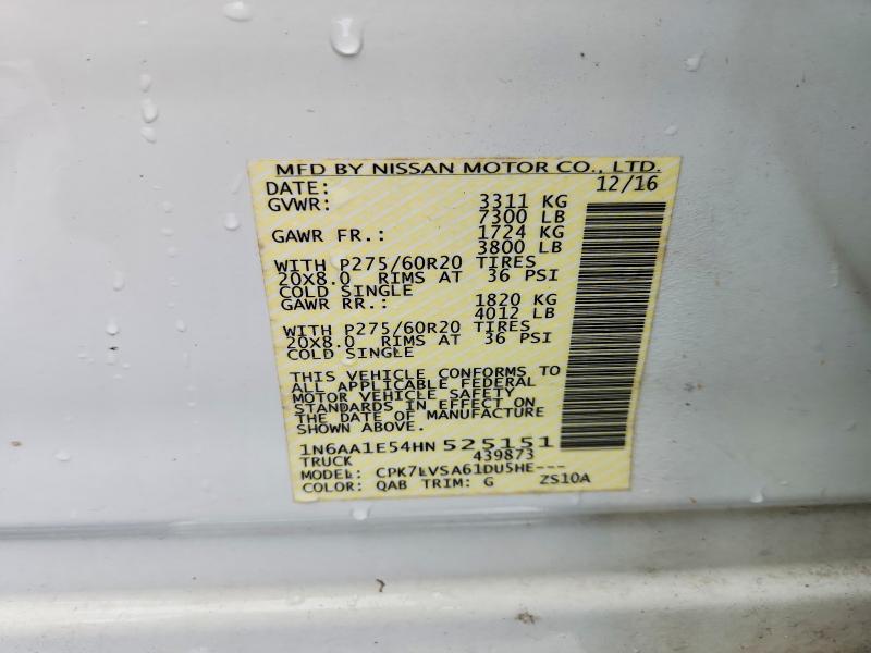 60753616 :رقم المزاد ، 1N6AA1E54HN525151 vin ، 2017 Nissan Titan مزاد بيع