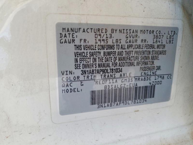 Продажа на аукционе авто 2013 Nissan Sentra, vin: 3N1AB7AP9DL781034, номер лота: 60270926