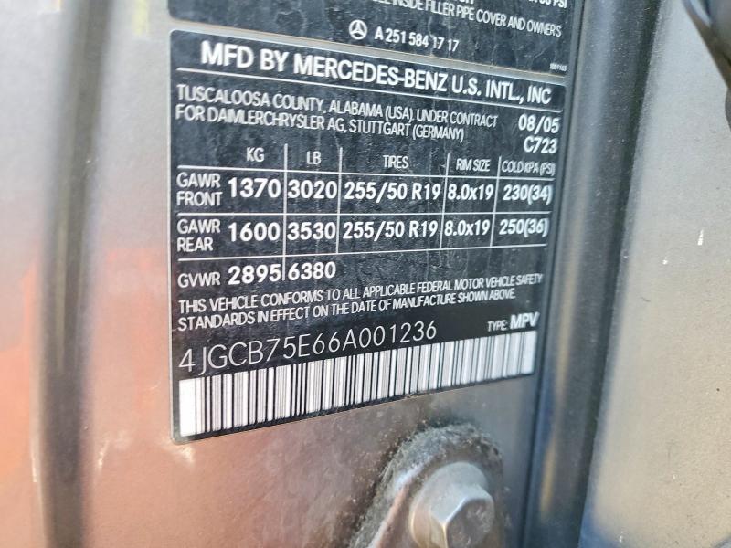 Aukcja sprzedaży 2006 Mercedes-benz R, vin: 4JGCB75E66A001236, numer aukcji: 61458046