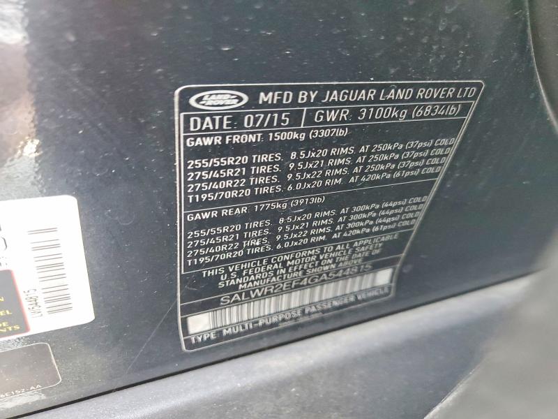 Aukcja sprzedaży 2016 Land Rover Range Rover Sport, vin: SALWR2EF4GA544815, numer aukcji: 60691676