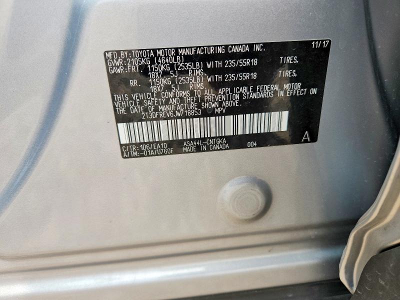 62946656 :رقم المزاد ، 2T3DFREV6JW718853 vin ، 2018 Toyota Rav4 مزاد بيع