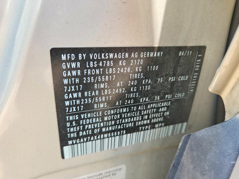 Aukcja sprzedaży 2011 Volkswagen Tiguan, vin: WVGAV7AX4BW555975, numer aukcji: 59639646
