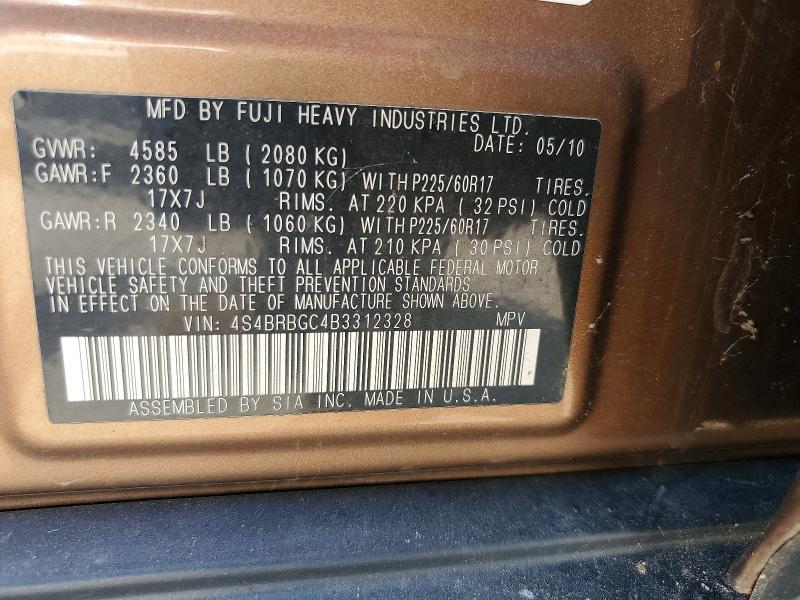 Продаж на аукціоні авто 2011 Subaru Outback, vin: 4S4BRBGC4B3312328, номер лоту: 60029656