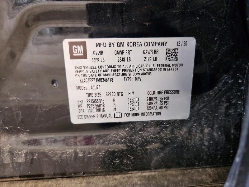 Aukcja sprzedaży 2021 Buick Encore, vin: KL4CJESB1MB346178, numer aukcji: 62305366