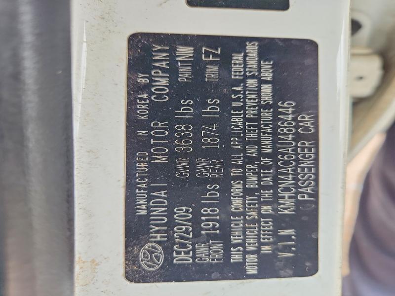 60017756 :رقم المزاد ، KMHCN4AC6AU486446 vin ، 2010 Hyundai Accent مزاد بيع