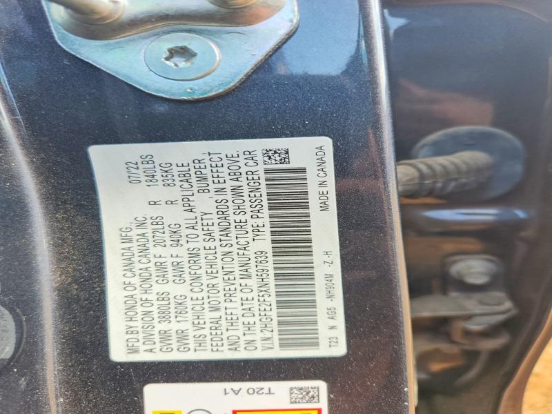 Продаж на аукціоні авто 2022 Honda Civic, vin: 2HGFE2F5XNH597639, номер лоту: 59400266